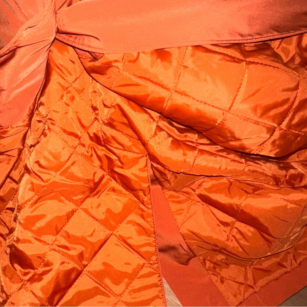 Esprit Terracotta Orange Y2K Outerwear Lined Trench Coat Jacket Retro Sz Medium - Picture 11 of 13